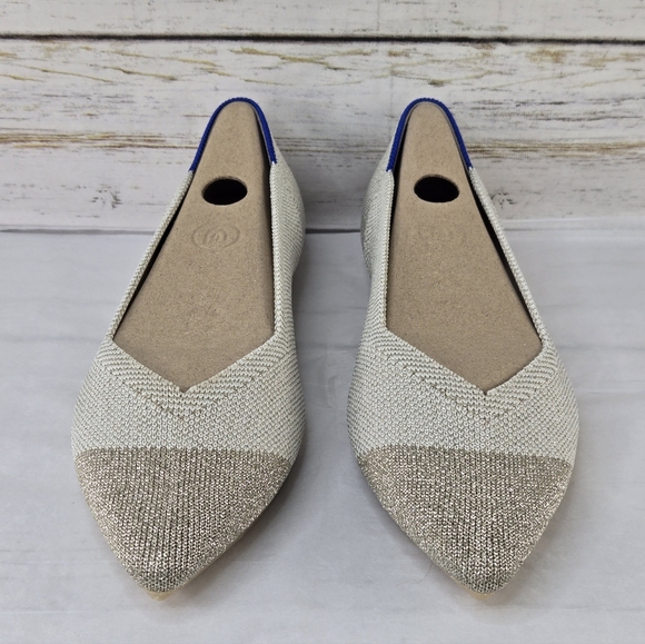 Rothy's The Pointed Toe Knit Ballet Flats Diamond Metallic Women's Size 6 - Picture 2 of 14